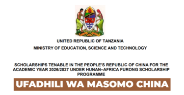 Chinese Government Scholarships for Tanzania Students 2026/27